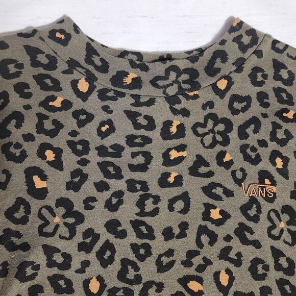 Vans Leopard Printed Boxy Mock Neck Long Sleeve T-Shirt Small - Picture 4 of 7